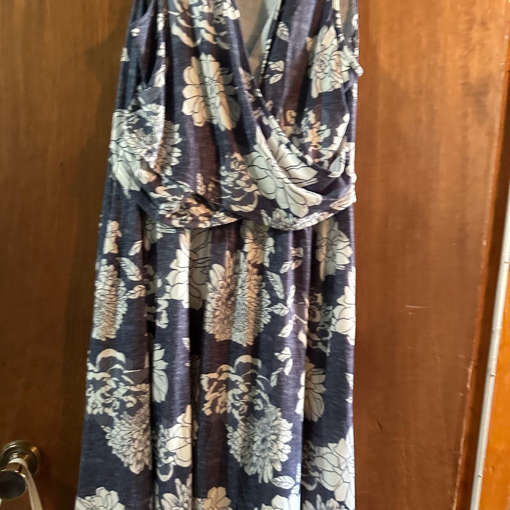 Floral Blue and White Nursing Women's Dress